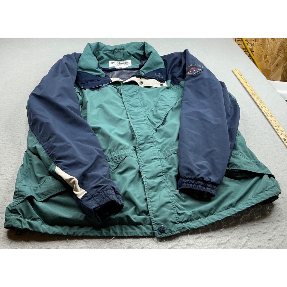 Columbia Vintage Omni-Tech Parka Jacket Colorblock Green Navy Mens Size XL